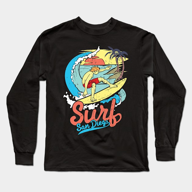 Surfing in San Diego Long Sleeve T-Shirt by UNXart